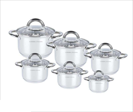 Vase și ustensile de bucătărie - Set vase din inox 12 piese Casserra Italiana CI-4000