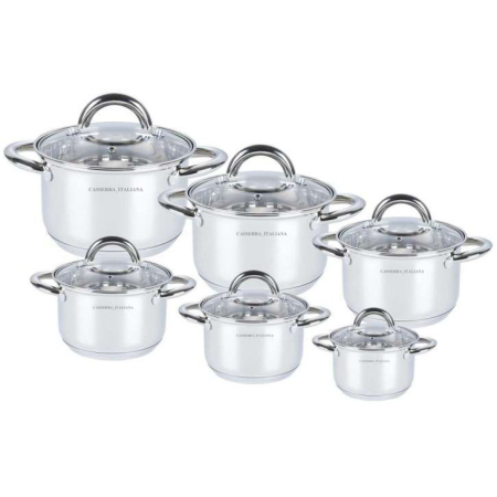 Vase și ustensile de bucătărie - Set vase din inox 12 piese Casserra Italiana CI-4000