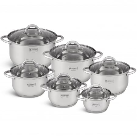 Vase și ustensile de bucătărie - Set vase din inox 12 piese Edenberg EB-4000