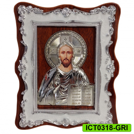 Produse de cult religios - Icoana Iisus Hristos ICT0318-GRI argintie