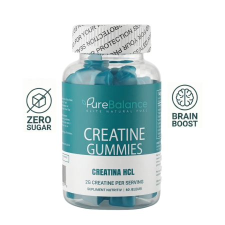 Energie & Performanta - Pure Balance Creatina HCL Jeleuri 2 g - 60 Jeleuri (30 Zile) Forta, Energie si Focus