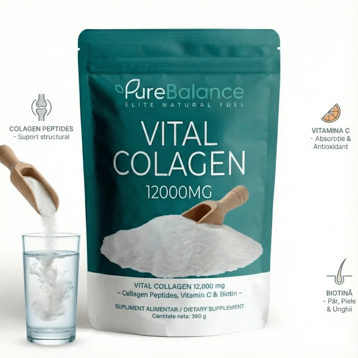 Colagen & Frumusete - Pure Balance Vital Colagen 12.000 mg - Colagen Pulbere cu Acid Hialuronic si Biotina 360 g