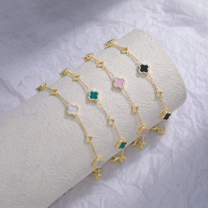 Brățară Clover Pearl din Argint 925 Placată cu Aur 14K și Sidef Natural [4]