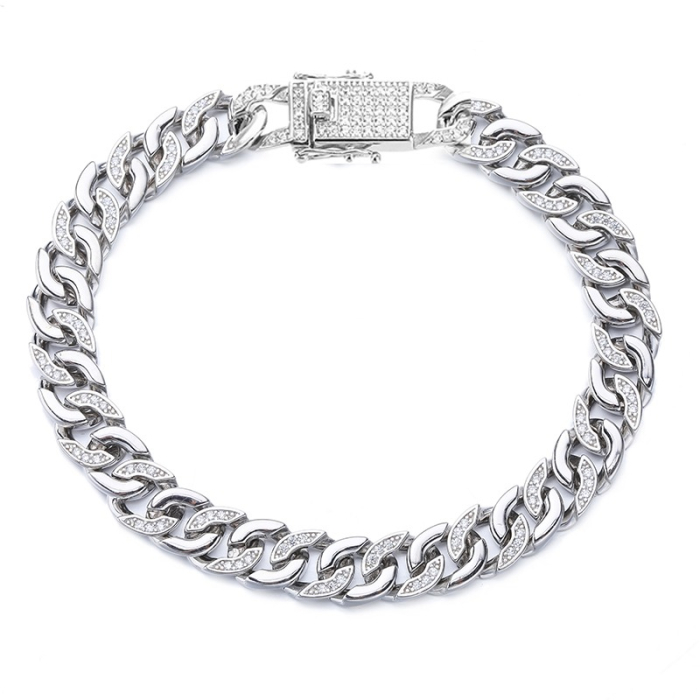 Bratara Cuban din Argint cu Zirconiu, 20 cm [1]