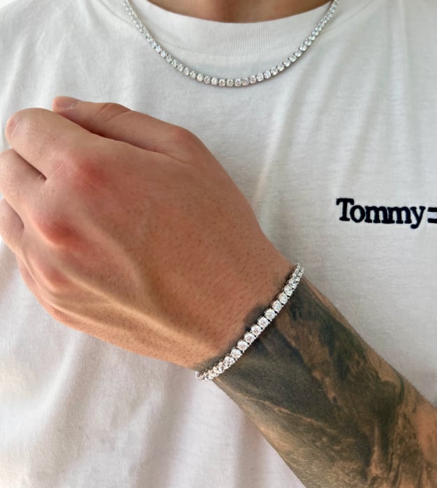 Bratara Tennis Una Vida 4mm for Men, Masura 19cm, Argint [4]