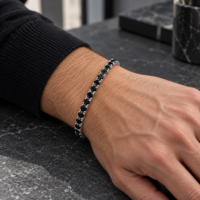 Brățară Tennis Neagra Bărbați 4 mm | Una Vida [2]