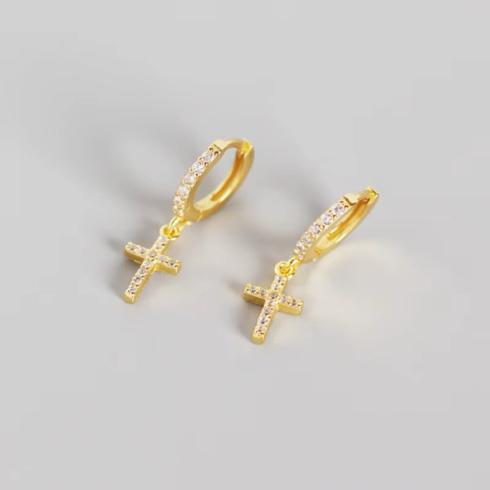 Cercei Una Vida Cruce Mini cu Zirconiu, Argint 925 [4]