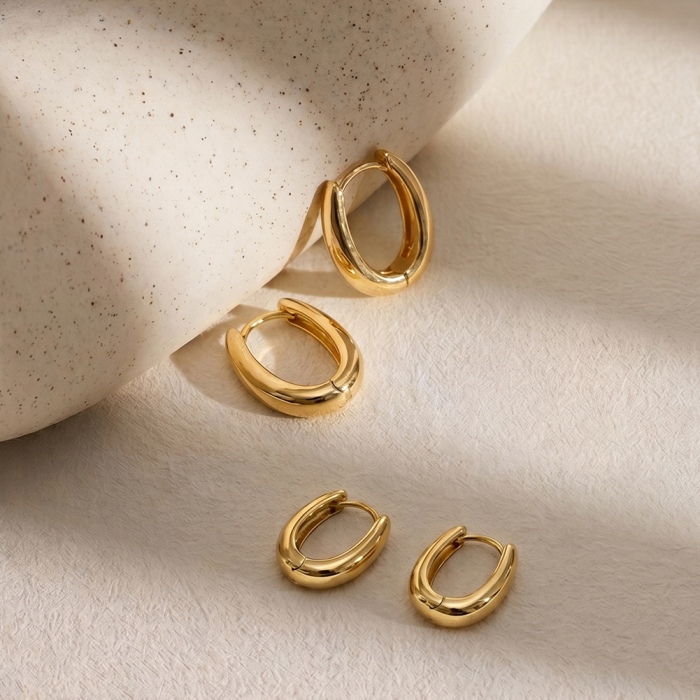 Cercei Elements Gold din Oțel Inoxidabil 316L Placat cu Aur 18K [4]