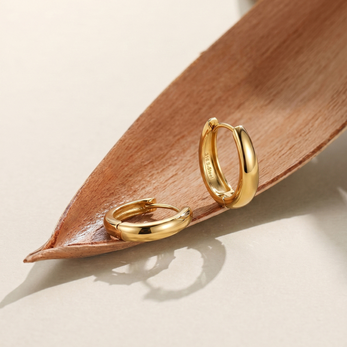 Cercei Elements Gold din Oțel Inoxidabil 316L Placat cu Aur 18K [2]