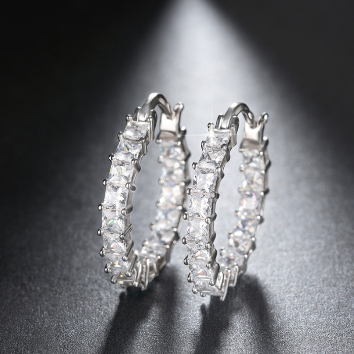Cercei Eternity Rotunzi cu Cristale Zirconia Argintiu [3]