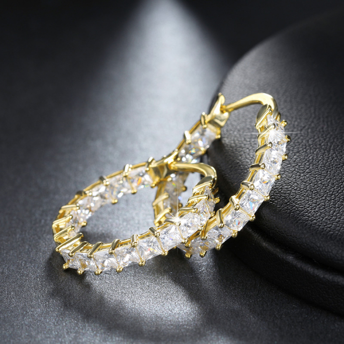 Cercei Eternity Rotunzi cu Cristale Zirconia Auriu [4]