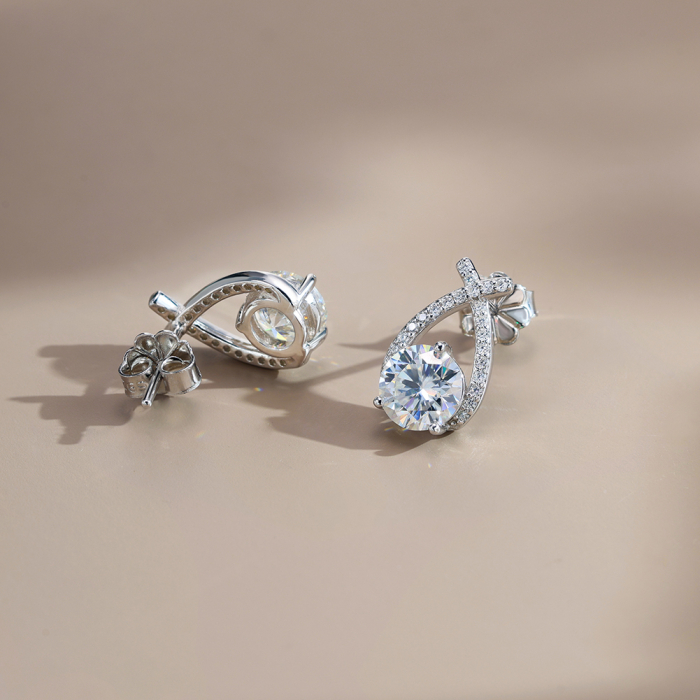 Cercei Gloria din Argint 925 cu Moissanite 2 CT [3]