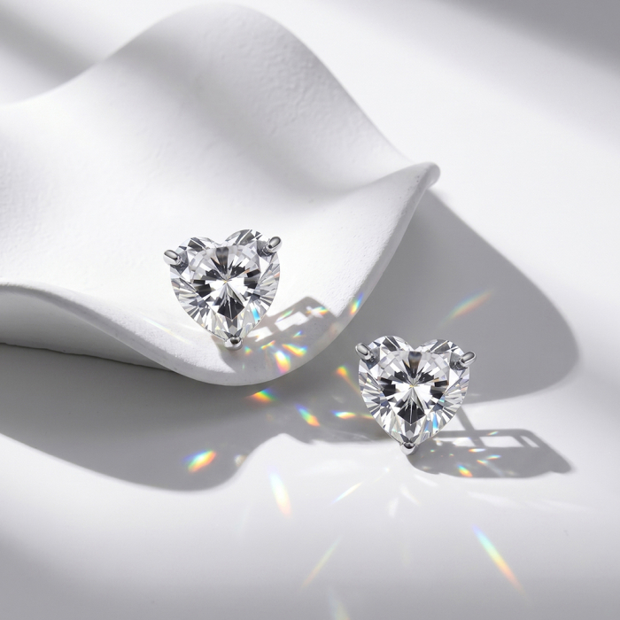 Cercei Heart Sparkle din Oțel Inoxidabil și Cristal în Formă de Inimă [3]