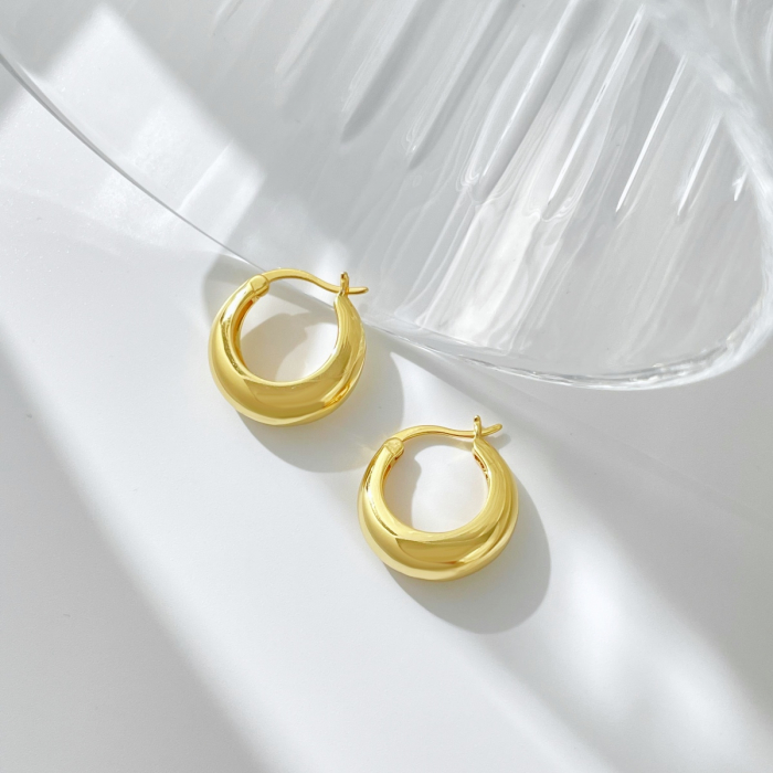 Cercei Hoop Gold Una Vida, Argint Placati cu Aur [3]