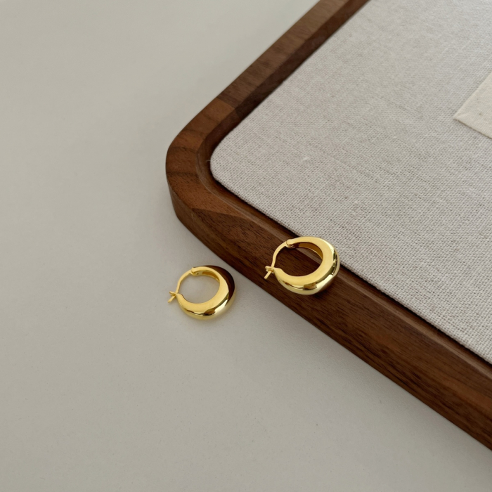 Cercei Hoop Gold Una Vida, Argint Placati cu Aur [6]