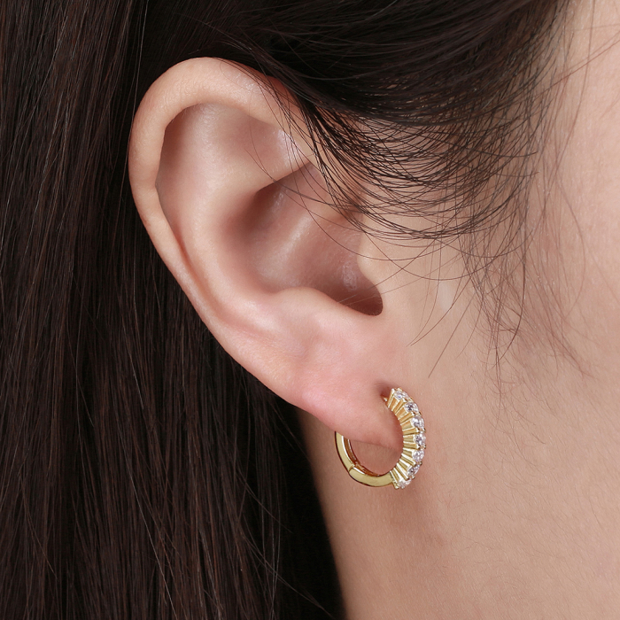 Cercei Hoop UNA VIDA cu Zirconiu, Argint Placat cu Aur Rose 14k [3]