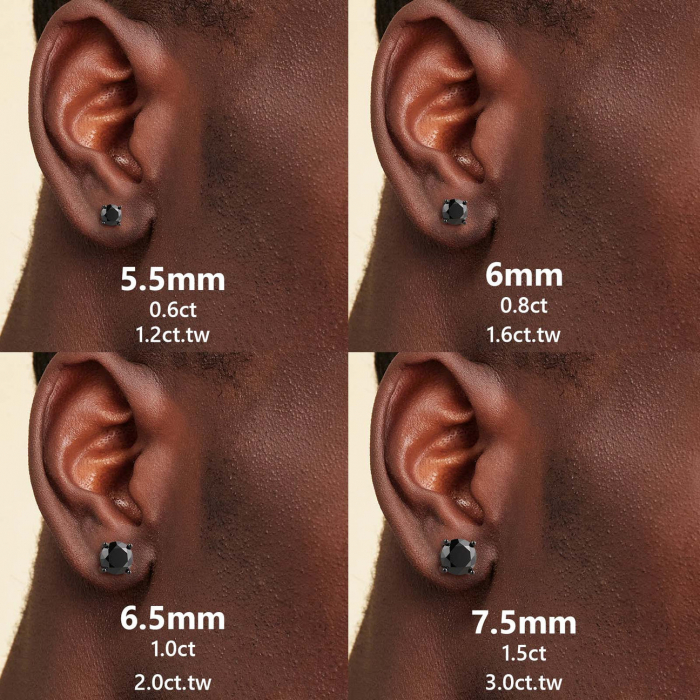 Cercei Moissanite Full Black 0.6ct, 5.5mm, Argint 925 [4]