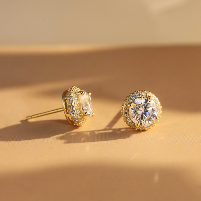 Cercei Royal Spark cu Moissanite 0.5 ct, Argint Placat cu Aur [4]