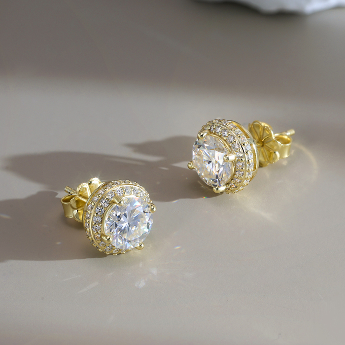 Cercei Royal Spark cu Moissanite 0.5 ct, Argint Placat cu Aur [2]