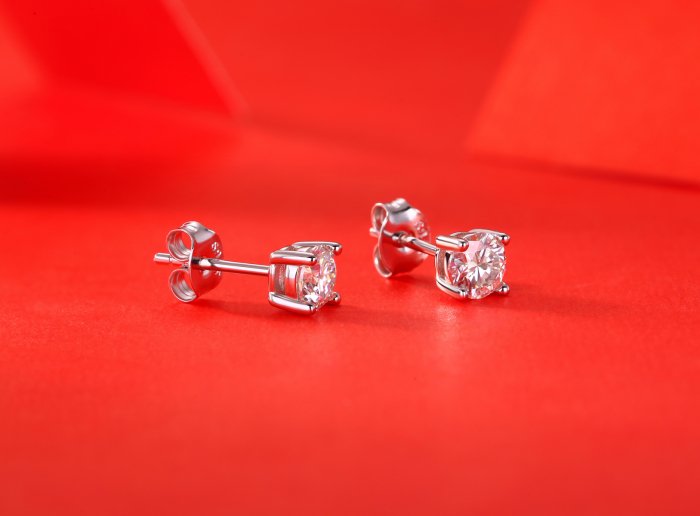Cercei Stud Una Vida Diamant Moissanite 0.5ct, Argint 925v [5]