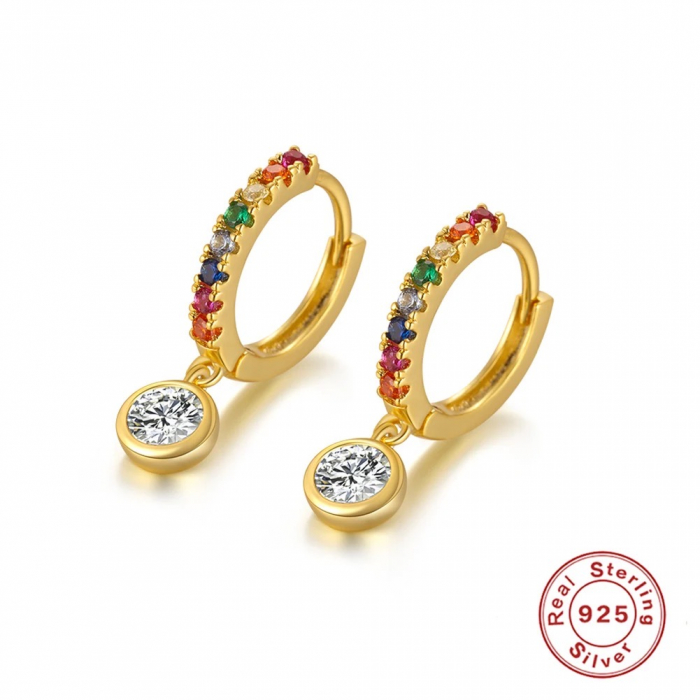 Cercei Una Vida Multicolor Rainbow din Argint Placati cu Aur 18k [4]