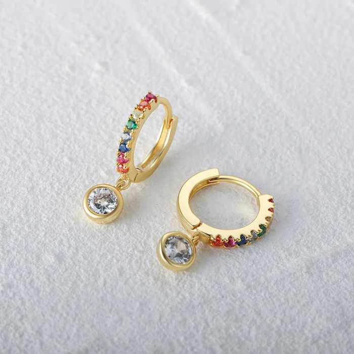 Cercei Una Vida Multicolor Rainbow din Argint Placati cu Aur 18k [3]
