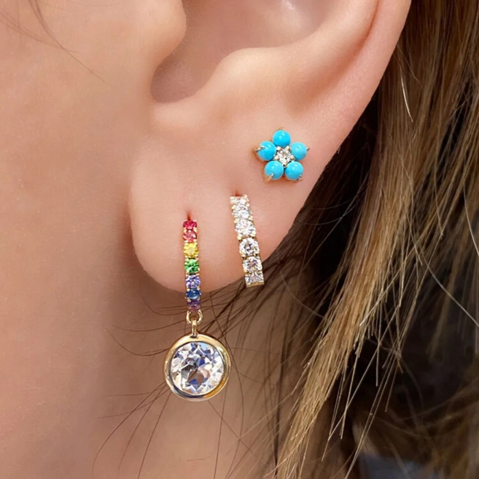 Cercei Una Vida Multicolor Rainbow din Argint Placati cu Aur 18k [2]