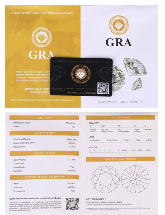 Cercei Una Vida Stud Diamant Moissanite 1ct Gold, Argint 925 [5]