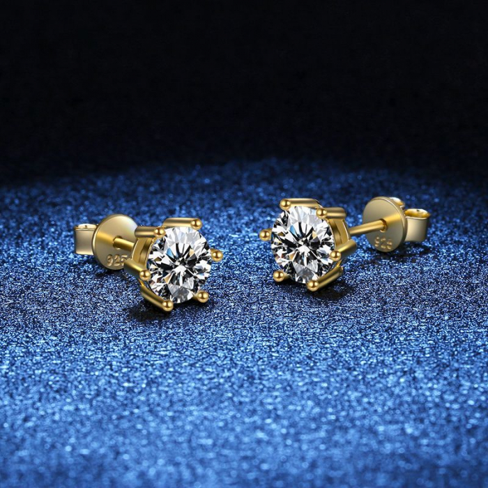Cercei Una Vida Stud Diamant Moissanite 1ct Gold, Argint 925 [4]