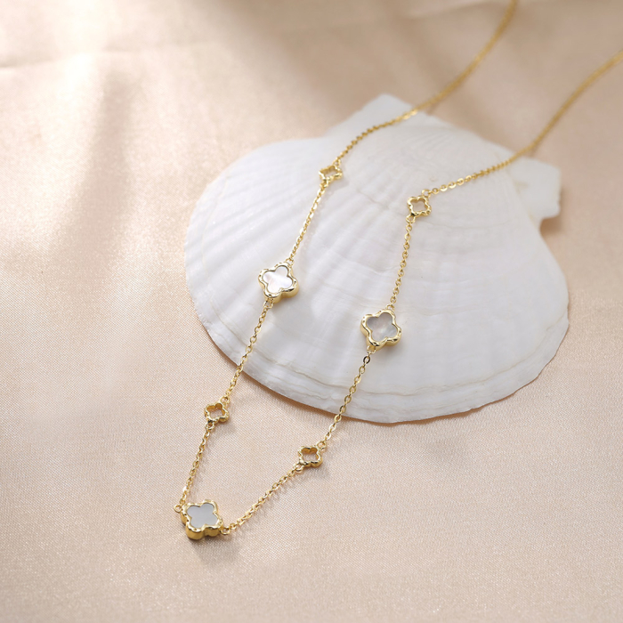 Colier Clover Pearl din Argint 925 Placat cu Aur 14K și Sidef Natural [2]