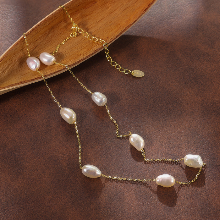 Colier cu Perle de Cultura, Rio, Argint Placat cu Aur [2]