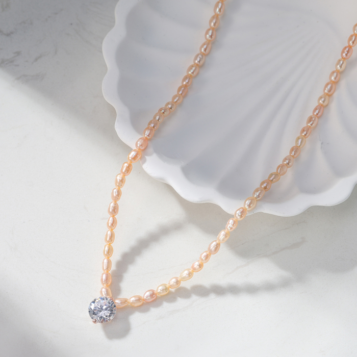 Colier cu Perle Santorini Pearl din Argint 925 Placat cu Aur Roz [3]