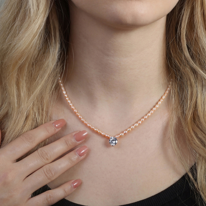 Colier cu Perle Santorini Pearl din Argint 925 Placat cu Aur Roz [5]
