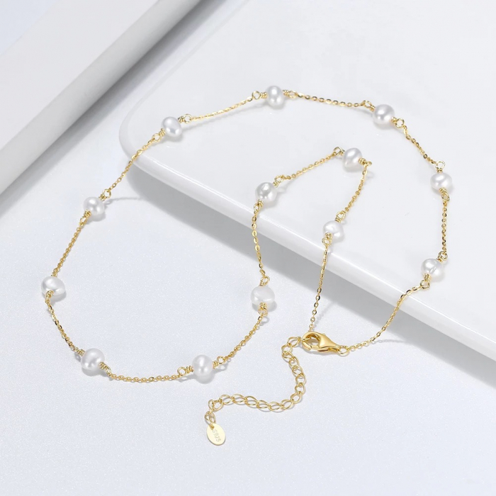 Colier Portofino Gold cu Perle Naturale, Argint 925 placat cu Aur 18k [3]