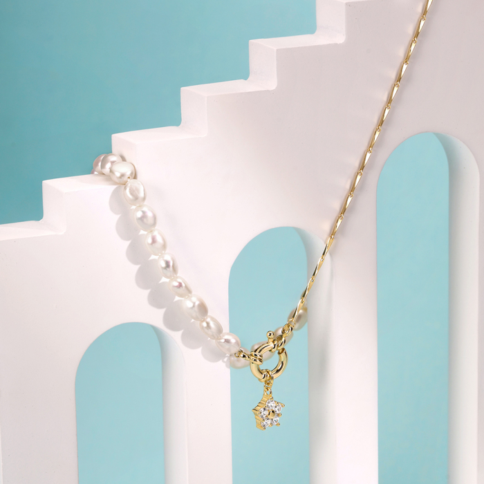 Colier Royal Pearl din Argint 925 Placat cu Aur 14K și Perlă Naturală [3]