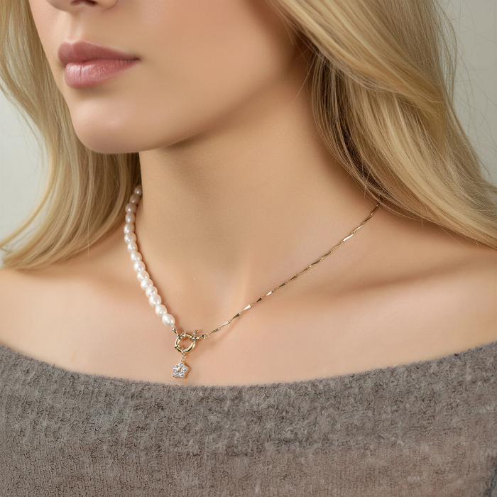 Colier Royal Pearl din Argint 925 Placat cu Aur 14K și Perlă Naturală [2]