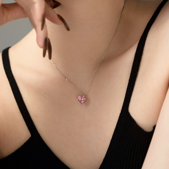 Colier Valentine's Heart Roz Una Vida, Argint 925 [4]