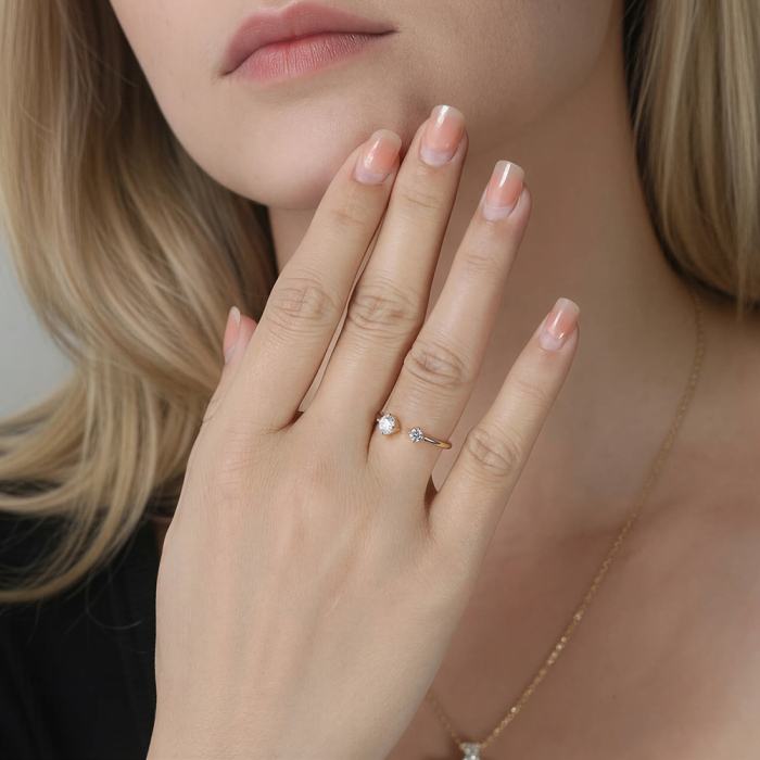 Inel Dual Glow Moissanite, Argint Placat cu Aur [4]