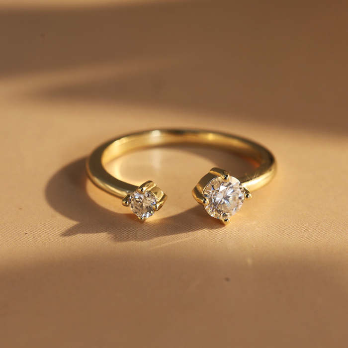 Inel Dual Glow Moissanite, Argint Placat cu Aur [3]