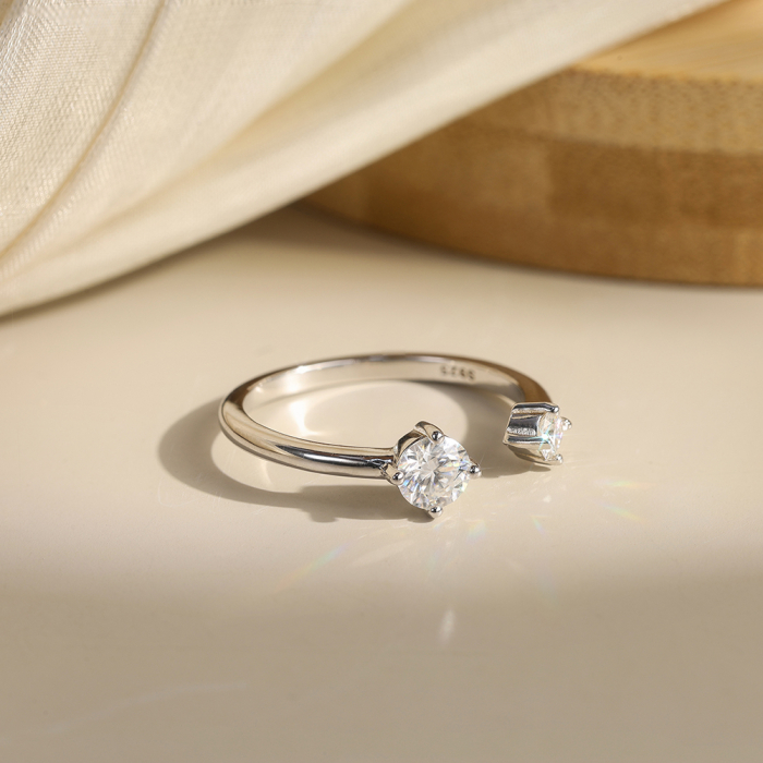 Inel Dual Glow Moissanite, Argint [3]