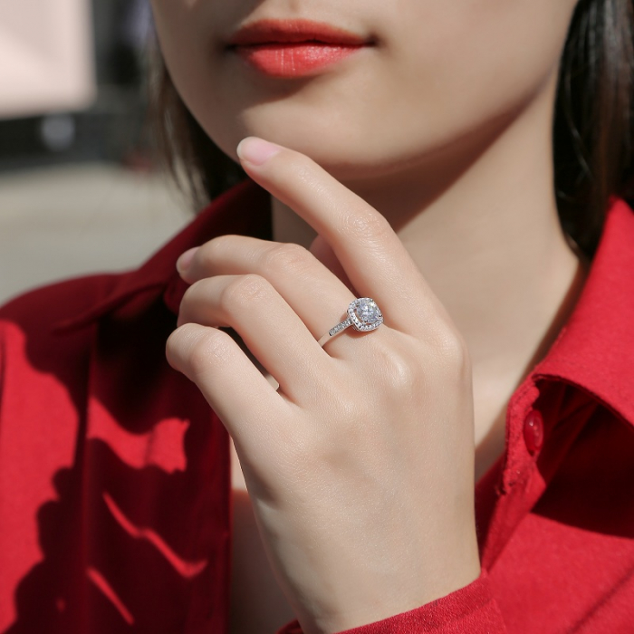 Inel Monaco cu Diamant Moissanite, Argint 925, Ajustabil [3]