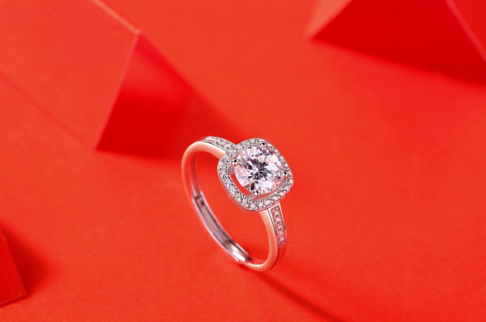 Inel Monaco cu Diamant Moissanite, Argint 925, Ajustabil [4]