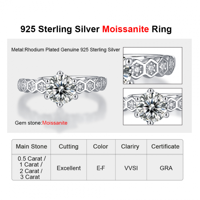 Inel Una Vida Casablanca cu Diamant Moissanite, Argint 925 [6]