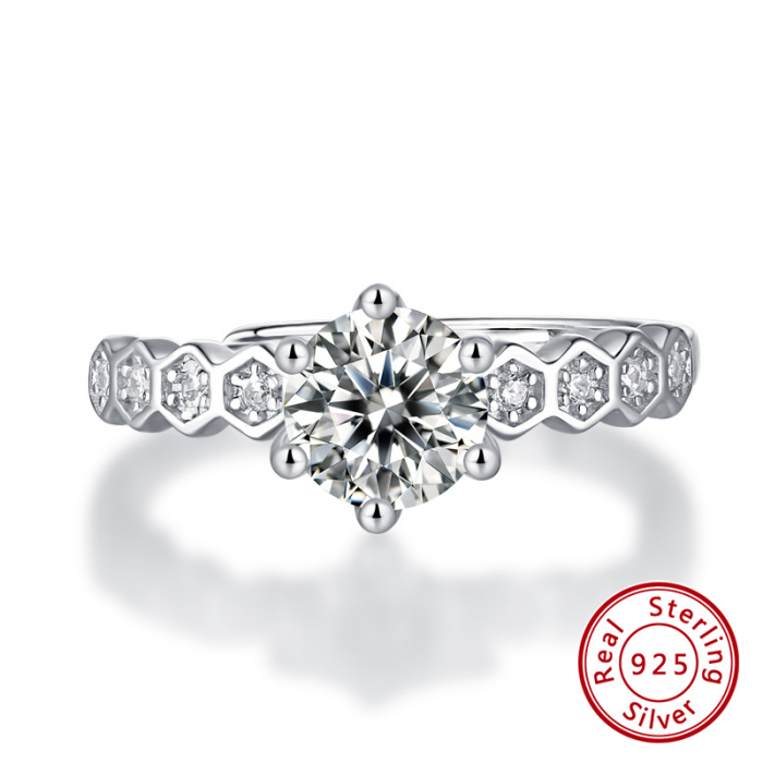 Inel Una Vida Casablanca cu Diamant Moissanite, Argint 925 [5]