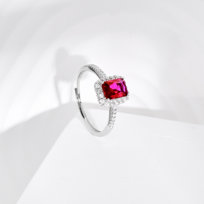 Inel Una Vida Ruby din Argint, Ajustabil [2]