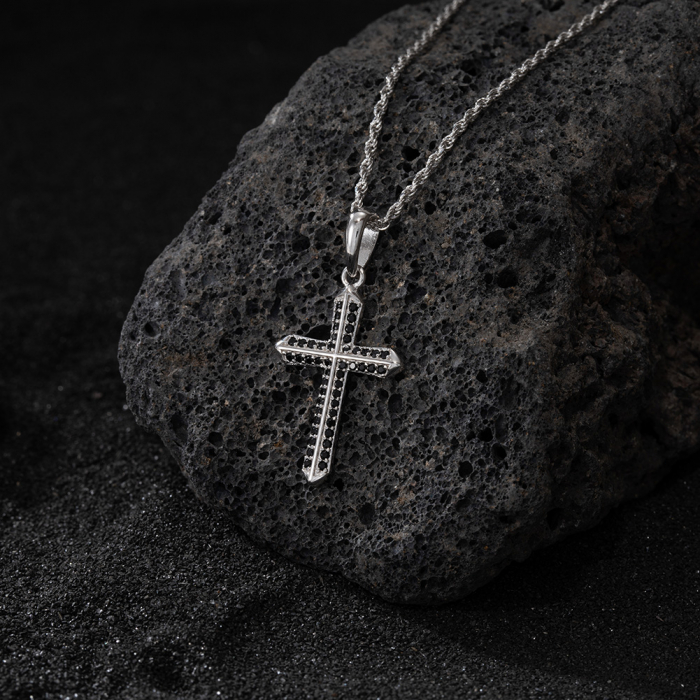 Lant Cruce Una Vida Black VIP pentru barbati, Argint 925 [2]