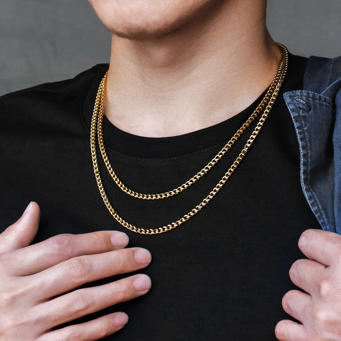 Lant Cuban Elements din Otel Inoxidabil pentru barbati, 4mm [2]