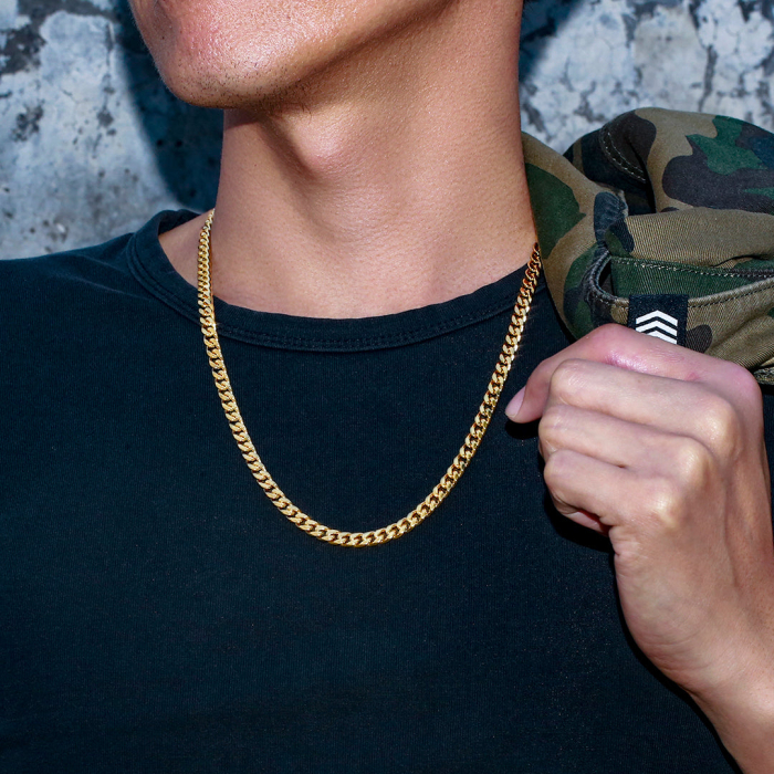 Lant Cuban Elements din Otel Inoxidabil pentru barbati, 6 mm [2]