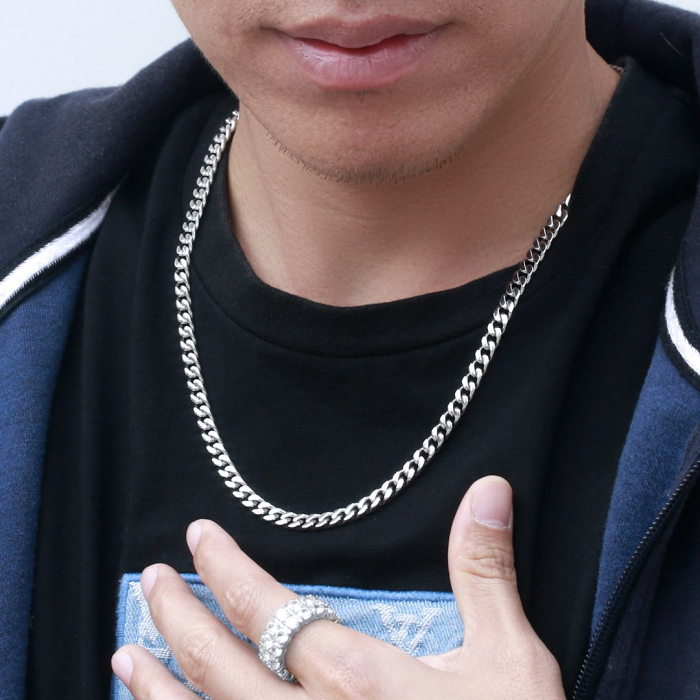 Lant Cuban Elements din Otel Inoxidabil pentru barbati, 6 mm [2]