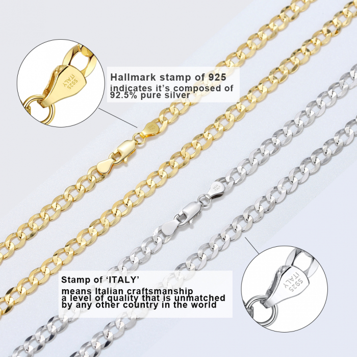 Lant Una Vida Gold Cuban 5mm for Men din Argint Placat cu Aur [3]